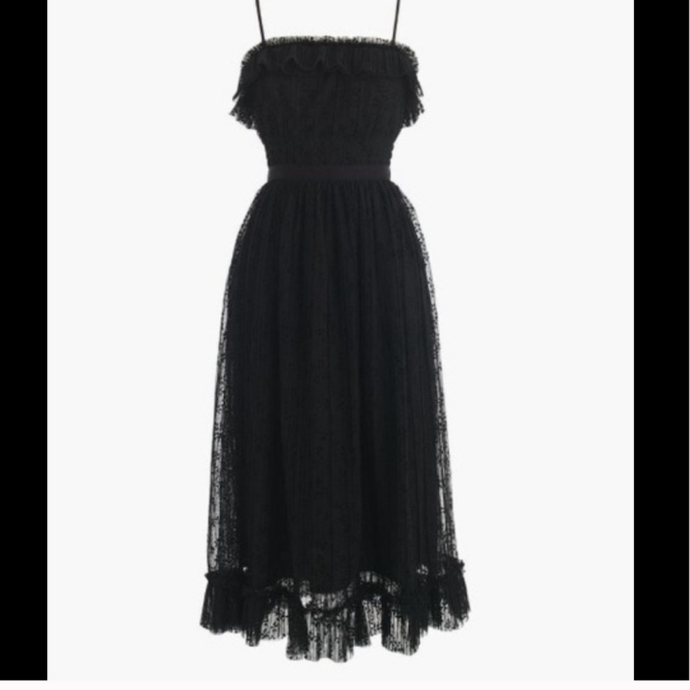 J. Crew Ruffly Black Tulle Retro Party Dress NWOT